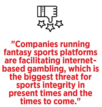 ‘Fantasy game platforms’ are nothing but sports betting (which is illegal in a non-virtual world) or sports gambling in the world of virtual reality
Illustration: Sameer Pawar