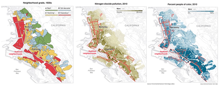 Urban neighborhoods that were redlined by federal officials in the 1930s tended to have higher levels of harmful air pollution eight decades later