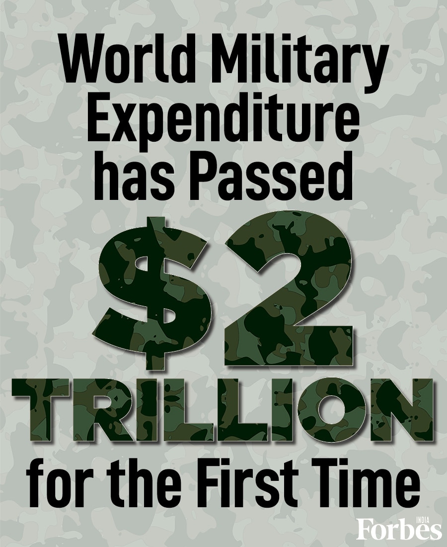 World military expenditure has surpassed $2 trillion for the first time; India among the top 5 spenders