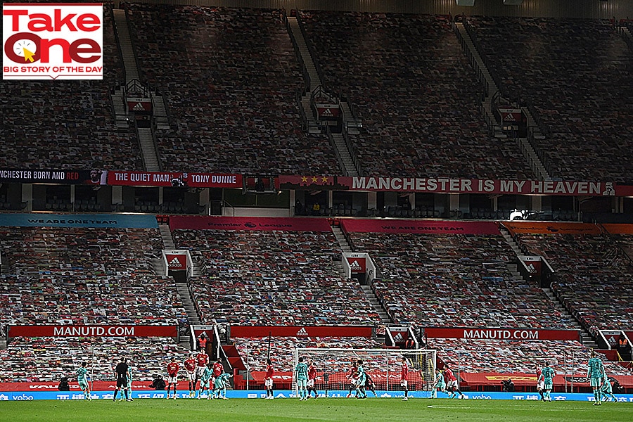 The Old Trafford stadium, the homeground of Manchester United. The club, which has 13 Premier League titles, has been put up for sale by its current owners, the US-based Glazers family
Image: Ian Kington / AFP