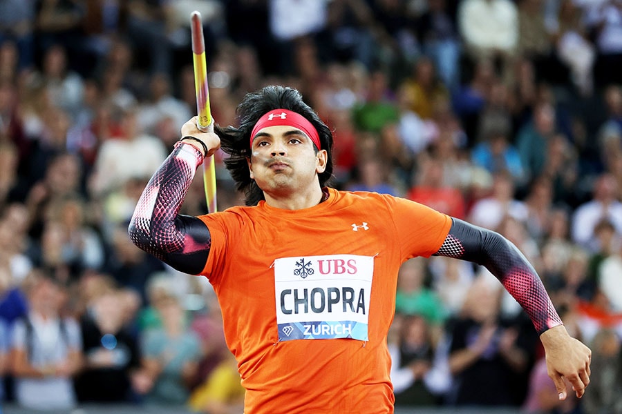 (File) ZURICH, SWITZERLAND - SEPTEMBER 08: Neeraj Chopra of India competes in Men's Javelin Throw during the Weltklasse Zurich 2022, part of the 2022 Diamond League series at Stadion Letzigrund on September 08, 2022 in Zurich, Switzerland.
Image:  Alexander Hassenstein/Getty Images 