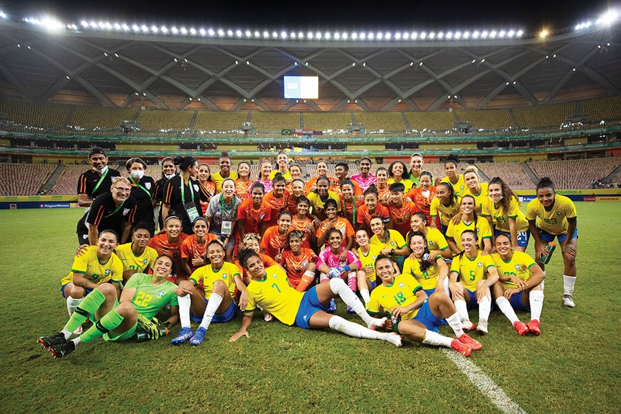 India at the opening game of the Women’s International Football tournament at the Amazon Arena in Manaus, Brazil, in November 2021