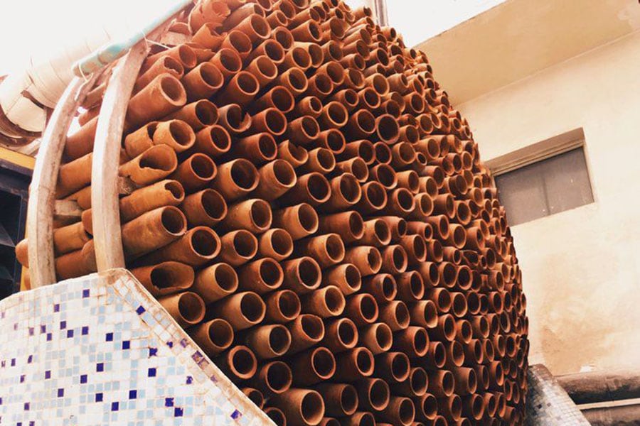 
Indian architect, Monish Siripurapu, has designed an air con system based on a traditional Indian clay-based cooling technique, and inspired by the structure of a beehive.
Image: Courtesy of Ant Studio 