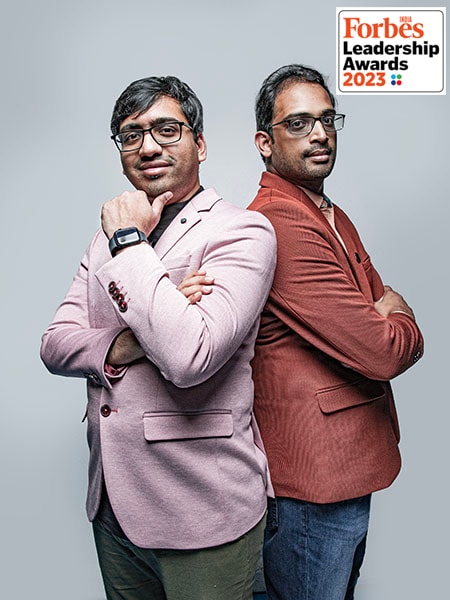 Pawan Kumar Chandana (left) and Naga Bharath Daka, co-founders, Skyroot Aerospace
Image: Madhu Kapparath
