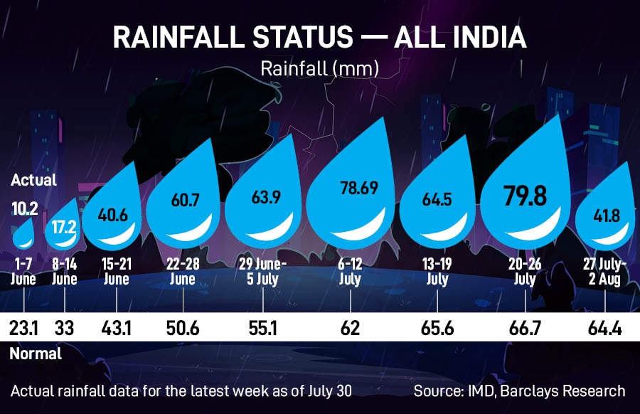 With rainfall covering the central and southern regions more fully, states that are major kharif crop producers, like Maharashtra, Karnataka and Telangana, are seeing improvement in sowing.
Image: Getty Images