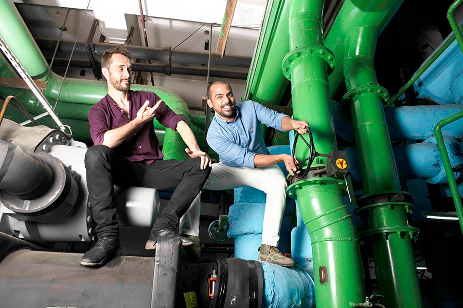 Arjun Gupta (right), co-founder and CEO of energy efficiency startup Smart Joules, along with Chief Product Officer Alex Loijos
Image: Amit Verma
