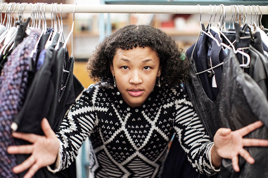 
South African influencer Masego Morgan poses for a portrait at a Vintage shop in Simon's Town. P
Image: Gianluigi Guercia/ AFP