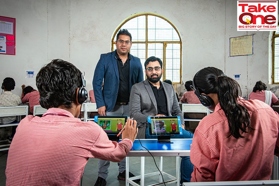 Jairaj Bhattacharya and Shashank Pandey (sitting), Cofounders, ConveGenius
Image: Amit Verma