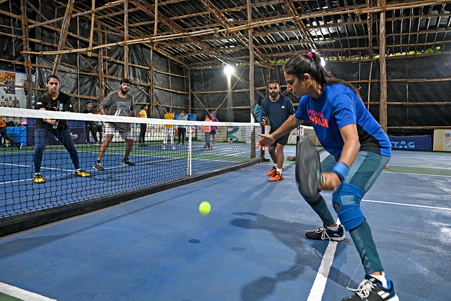 Pickleball players practise at the Prabodhankar Thackeray Krida Sankul in Vile Parle (East), Mumbai.
Image: Swapnil Sakhare for Forbes India