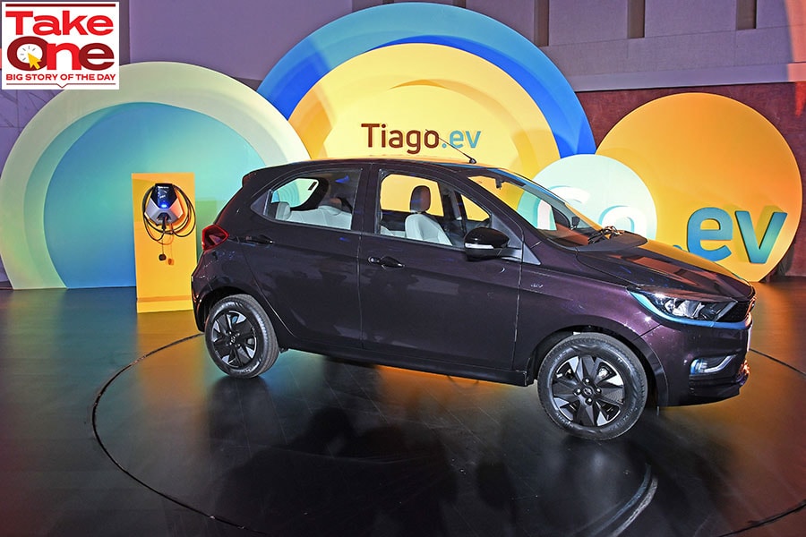 Tata Tiago electric car. Image: Ashish Vaishnav/SOPA Images/LightRocket via Getty Images 