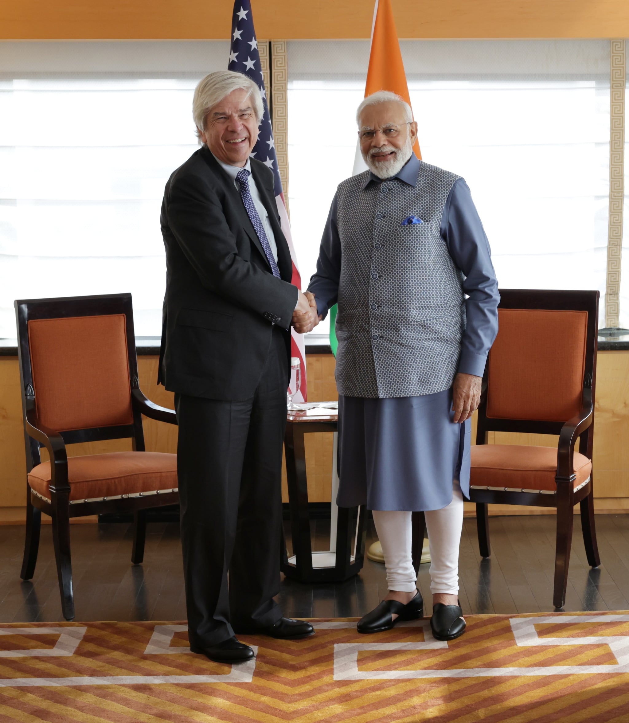 Professor Paul Romer with Prime Minister Narendra Modi; Image: Twitter