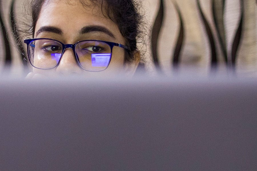 A Whitehat Jr. coding teacher provides an online class at her home in New Delhi, India.
Image: Anindito Mukherjee/Bloomberg via Getty Images 