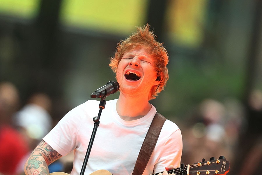 Singer Ed Sheeran performs on NBC's 