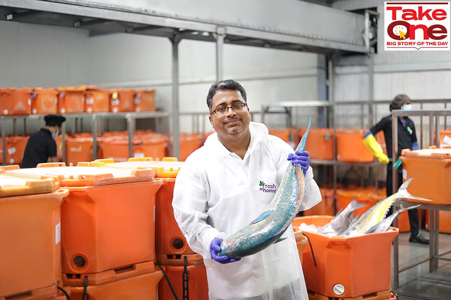 Mr. Shan Kadavil, CEO and Co-Founder, FreshToHome at the FreshToHome Facility Centre in Chikka Gubbi, Bangalore.