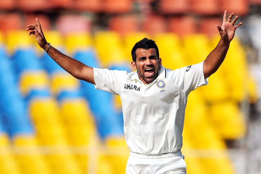 (File)Indian cricketer Zaheer Khan successfully appeals against New Zealand cricketer Tim McIntosh during the final day of the first Test match between India and New Zealand at The Sardar Patel Gujarat Stadium at Motera on the outskirts of Ahmedabad on November 8, 2010. Image: SAJJAD HUSSAIN / AFP