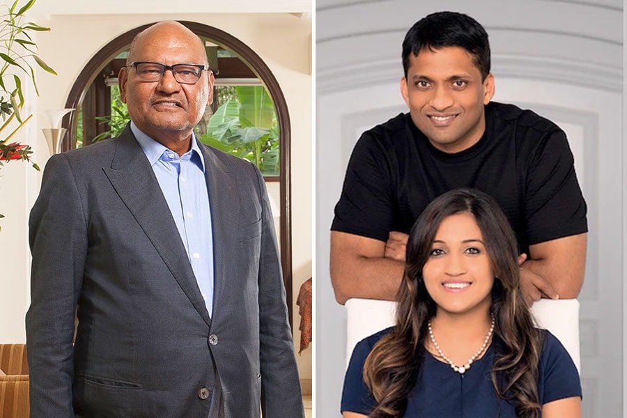 (From left to right )BYJU'S Byju Raveendran and Divya Gokulnath; Vedanta Resources's Anil Agrawal. Image (Anil Agarwal): Mexy Xavier