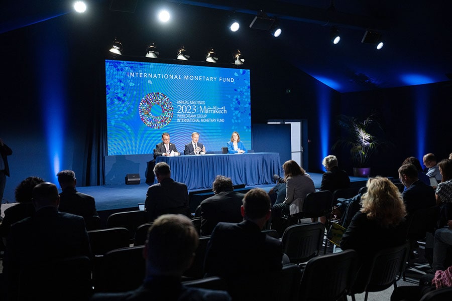 A meeting of the finance ministers and central bank heads of the G20 countries at the IMF/World Bank meeting. Image: Christophe Gateau/picture alliance via Getty Images