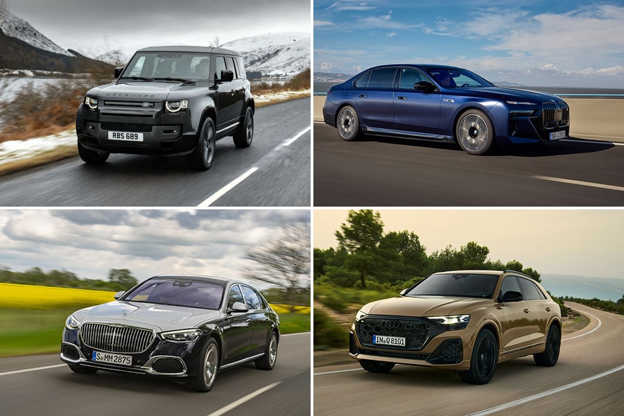 (Clockswise from left) JLR, BMW, Mercedes-Benz and Audi are leading the Indian luxury car market. 