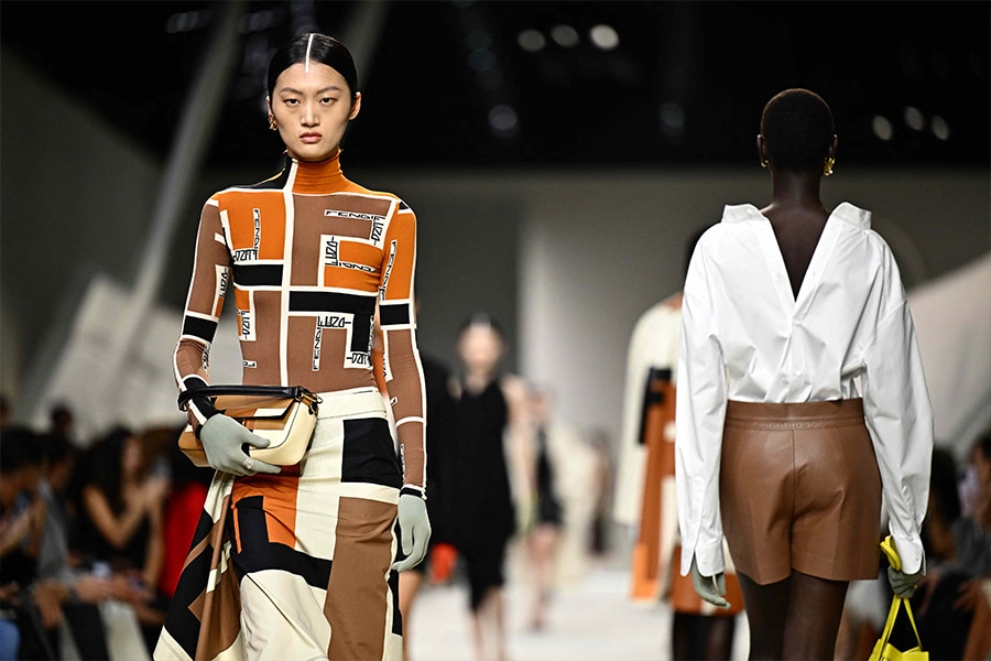  A model walks the runway at the Fendi fashion show during the Milan Fashion Week Womenswear Spring/Summer 2024 on September 20, 2023 in Milan. Image: Gabriel Bouys / AFP©