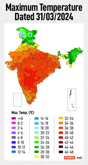 The cycle of higher number of days of heat waves poses a significant threat to the economy, especially farm income, food price-led inflation, and public health conditions.
Image: Getty Images