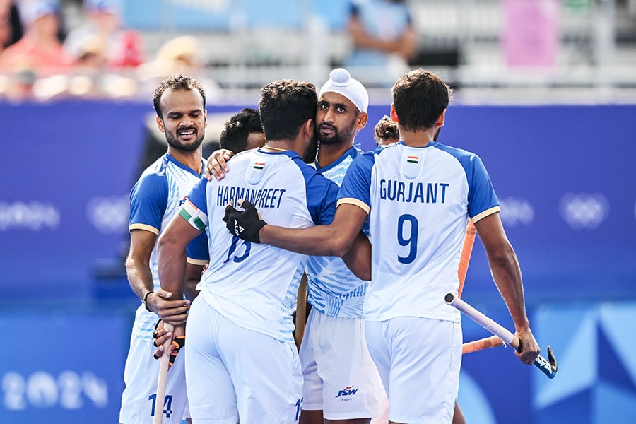 India progressed from a tough group that included the top-ranked team Belgium, and then beat Great Britain in the quarter-final in a shootout despite going down to 10 men for more than half the game at the Olympic Games in Paris.
Image: Getty Images