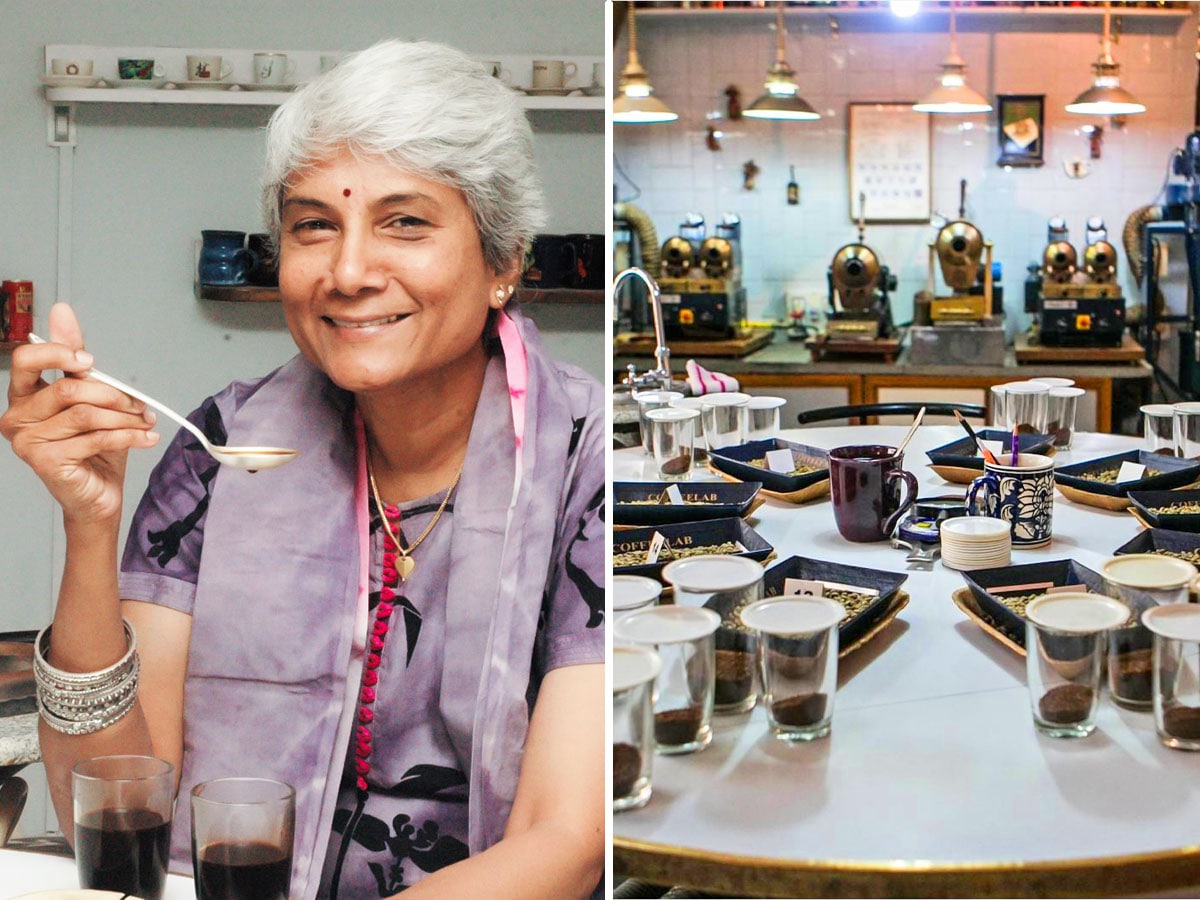 Sunalini Menon at her tasting table in her CoffeeLab       