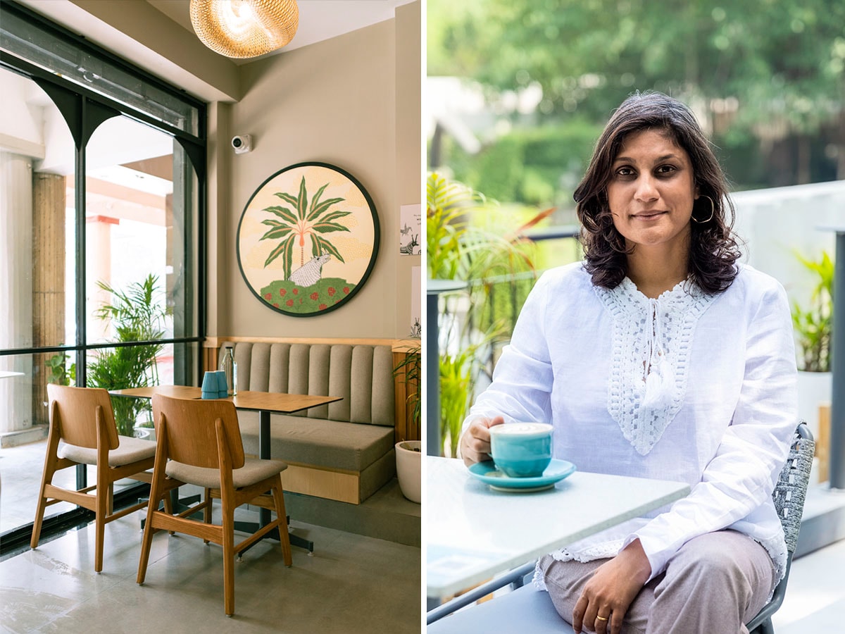 Namrata Asthana, Co-Founder of Blue Tokai Coffee, and a Blue Tokai cafe