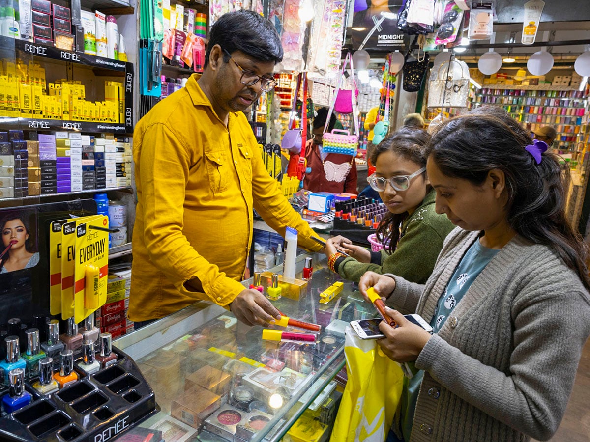 Mohammad Imran at his Taaj Palace cosmetic and beauty store at the Rahmani market in Rae Bareli, Uttar Pradesh Image: Madhu Kapparath