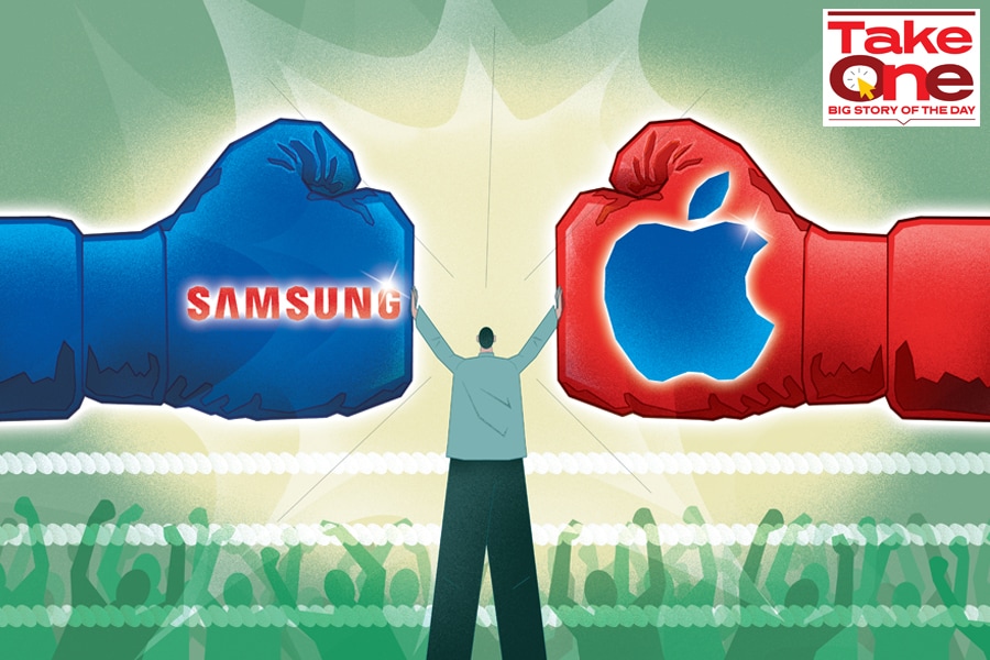 Apple ended Samsung’s 12-year unbroken streak at the top by dislodging the South Korean biggie and becoming the biggest smartphone brand in the world.
Illustration: Chaitanya Dinesh Surpur