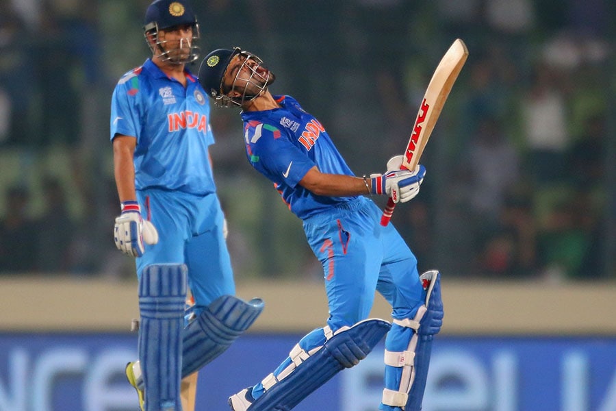 Virat Kohli of India celebrates after the final run is scored during the ICC Men's T20 World Cup match between India and Pakistan at Melbourne Cricket Ground on October 23, 2022 in Melbourne, Australia. Image: Darrian Traynor - ICC/ICC via Getty Images 