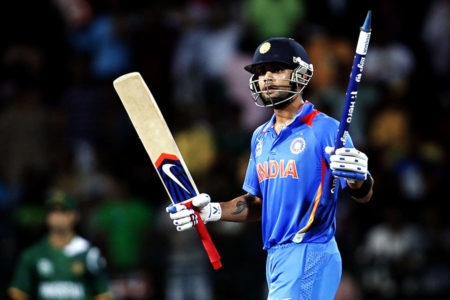 Virat Kohli of India celebrates after the final run is scored during the ICC Men's T20 World Cup match between India and Pakistan at Melbourne Cricket Ground on October 23, 2022 in Melbourne, Australia. Image: Darrian Traynor - ICC/ICC via Getty Images 