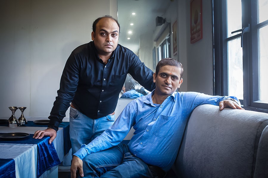 Triyogi Narayan Mishra (L) and Ajit Chandra Divedi (R) or ACiD sir as he is fondly called by the students, faculty of chemistry at a coaching centre, say students' aspirations have been given a jolt. And they've felt it too, because as they say, students' results are their results. Image: Madhu Kapparath 