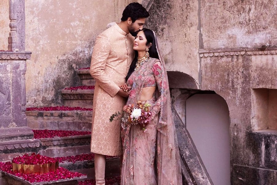 Bollywood stars and now a happily married couple Vicky Kaushal and Katrina Kaif. Courtesy - Shaadi Squad, Photography - Stories by Joseph Radhik