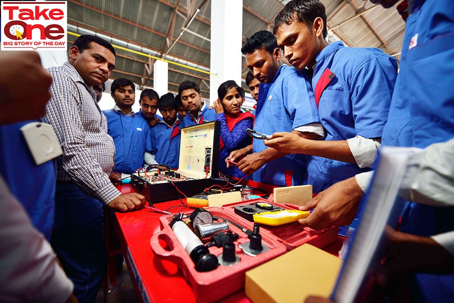 There has been a pick-up in employment as manufacturing PMI improved in the past four to five months, particularly compared to the second half of 2023.
Image: Pradeep Gaur/Mint via Getty Images 