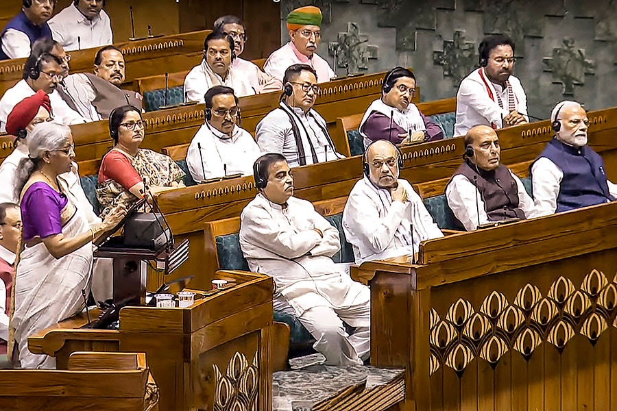 Union Finance Minister Nirmala Sitharaman presents the Union Budget 2024-25 in the Lok Sabha in New Delhi on Tuesday, July 23, 2024. Image: PTI Photo