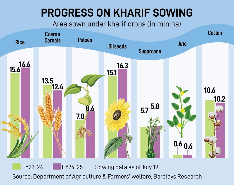 As of July 21, rainfall is 1.2 percent below the long period average (LPA) on a cumulative basis, as per Barclays analysis of IMD data. Arun Sankar/ AFP