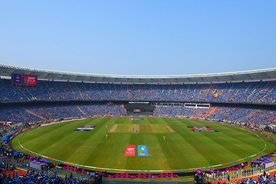 Narendra Modi Stadium; Photo by Alex Davidson-ICC/ICC via Getty Images