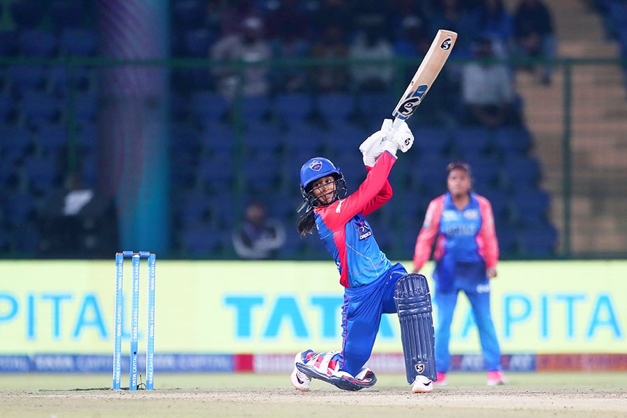 Jemimah Rodrigues of Delhi Capitals plays a shot during the WIPL match between Delhi Capitals and Mumbai Indians at Arun Jaitley Stadium on March 5, 2024 in Delhi, India. 
Image: Pankaj Nangia/Getty Images 