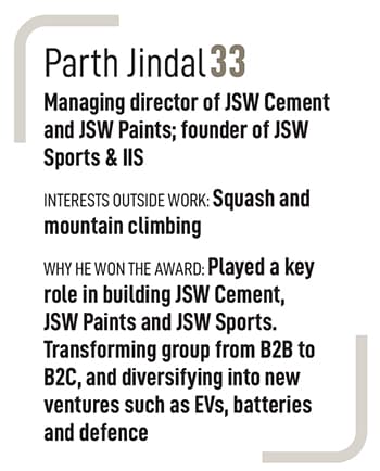 Parth Jindal, MD, JSW Cement and JSW Paints and founder of JSW Sports & IIS
Image: Nayan Shah for Forbes India