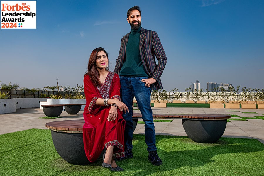 Ghazal Alagh, Chief innovation officer & co-founder, Honasa Consumer and Varun Alagh(right), CEO & co-founder, Honasa Consumer
Image: Amit Verma