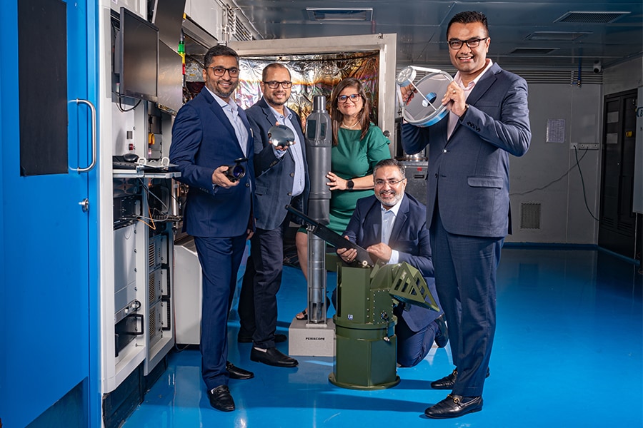 From right: Munjal Shah, managing director; Harsh Bhansali,CFO; Shilpa Mahajan, wholetime director; Amit Mahajan, director, technical & R&D; Anish Mehta, director, business development of Paras Defence &Space Technologies
Image: Swapnil Sakhare For Forbes India