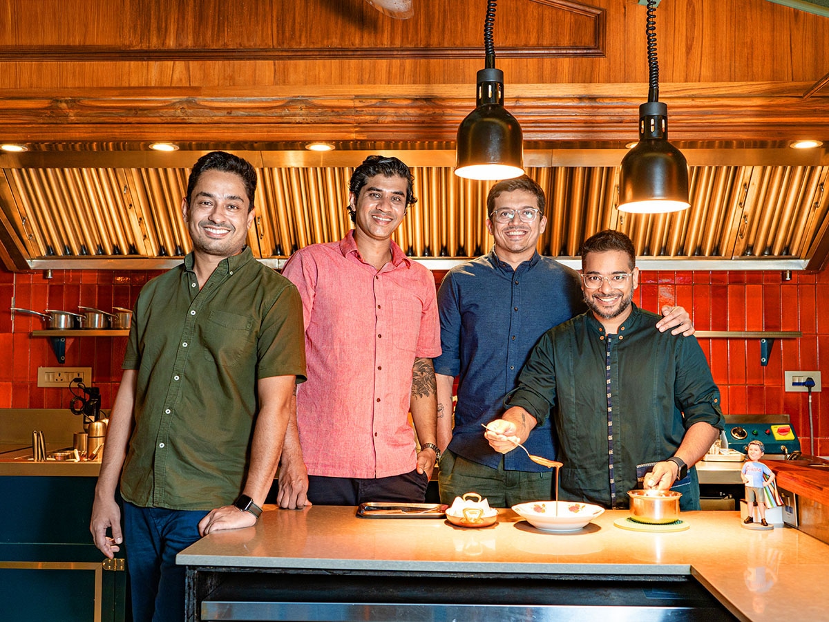 Sameer Seth, Founder & CEO, Girish Nayak, Chief Mithaiwala, Bombay Sweet Shop, Yash Bhanage, Founder & COO, Hussain Shahzad, Executive Chef of Hunger Inc. Hospitality. Image: Neha Mithbawkar for Forbes India