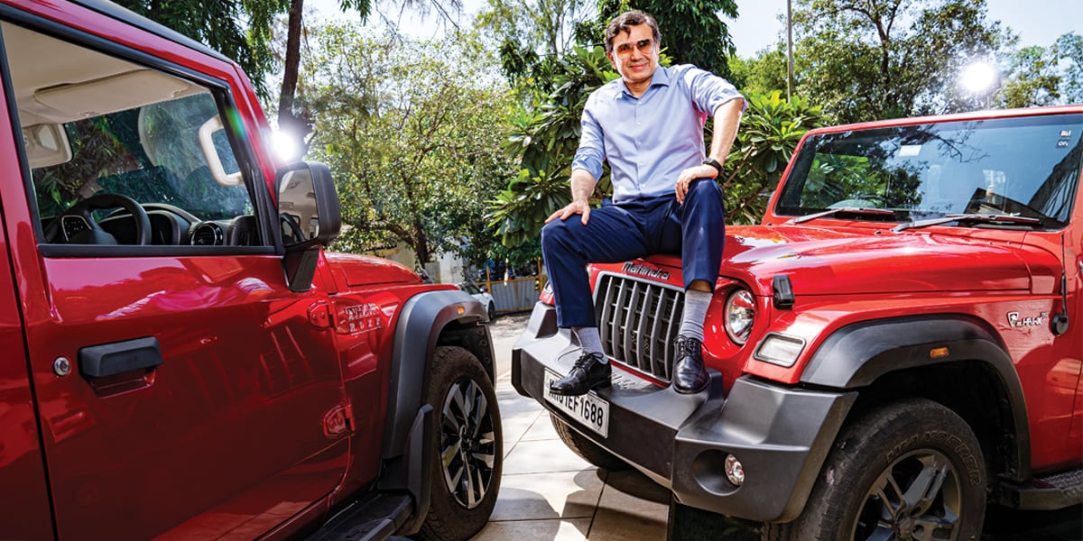 Rajesh Jejurikar, ED & CEO, auto and farm sector, Mahindra & Mahindra, with the Thar Roxx (left) and Thar Image: Mexy Xavier