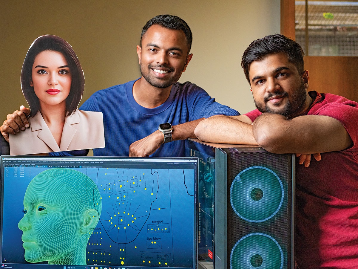 George Tharian (left) and Himanshu Goel (right), the co-founders at FUTR Studios, created virtual influencer character Kyra in 2022
Image: Nishant Ratnakar for Forbes India