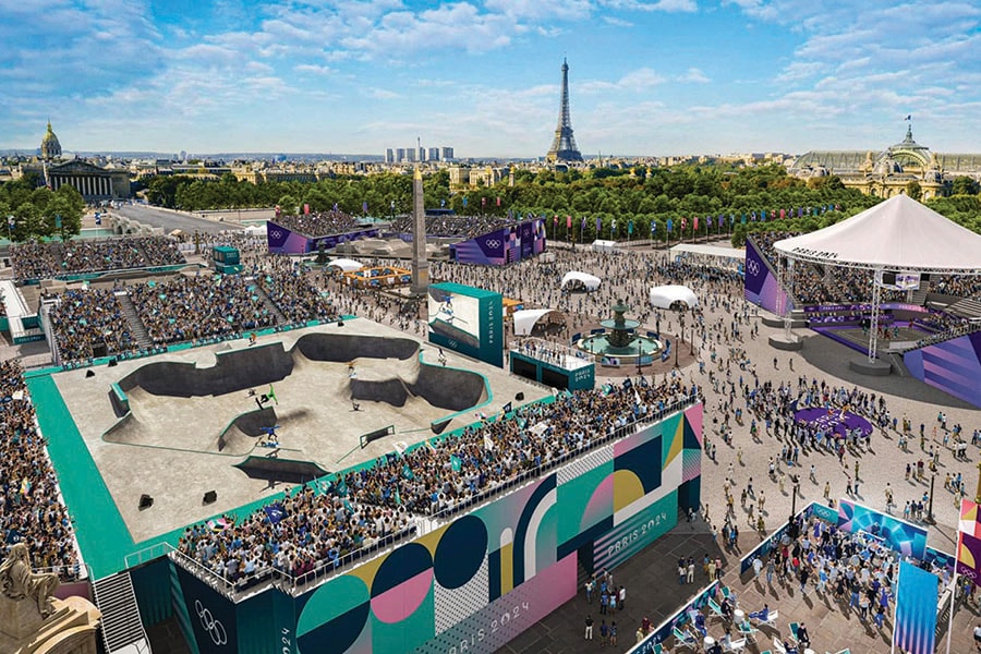 During the Olympic Games, the Place de la Concorde hosted the BMX freestyle, breaking, skateboarding and 3×3 basketball events