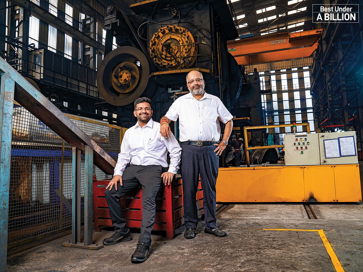 Naresh Jalan (right), managing director of Ramkrishna Forgings, with Chaitanya Jalan, who is whole-time director
Image: Mexy Xavier