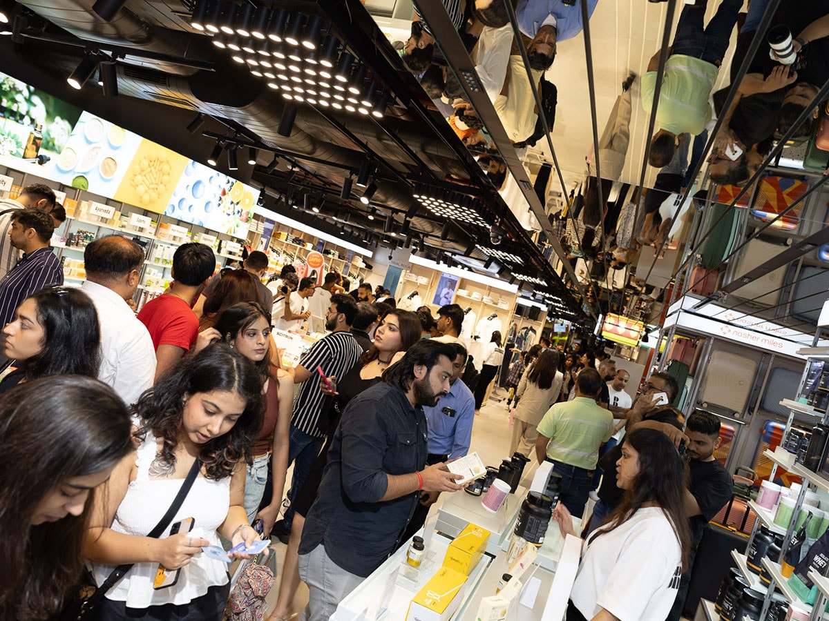 Shoppers and influencers flood Broadway, a new-age retail store chain which showcases new-age digital first brands. Image: Madhu Kapparath