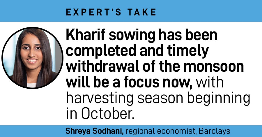 Kharif sowing patterns were similar as towards the end of August, given that sowing is complete in 100 percent of normal area.
Image: Narinder Nanu / AFP