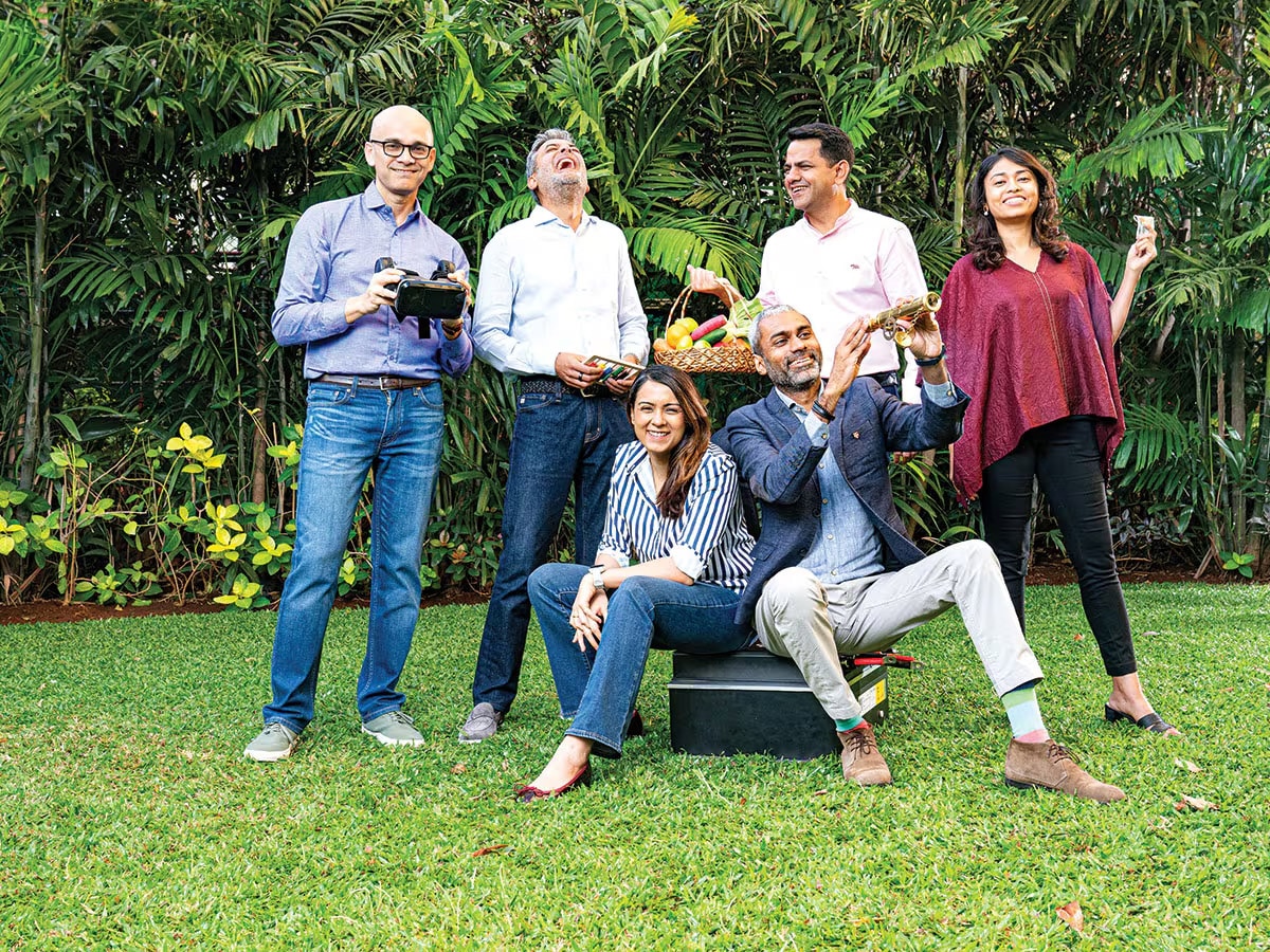 Team Lightspeed: (standing, from left) Dev Khare, India partner, Bejul Somaia, global partner, Rahul Taneja and Shuvi Shrivastava, India partners; (sitting) Harsha Kumar and Hemant Mohapatra, India partners Image: Mexy Xavier