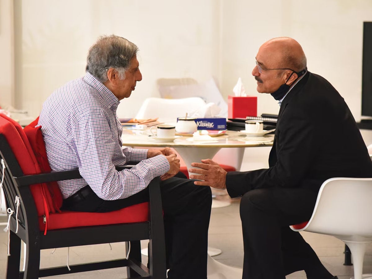 Author Thomas Mathew (right) spent close to 140 hours in conversation with Ratan Tata while researching and writing the biography Image: CourtesyThomas Mathew 